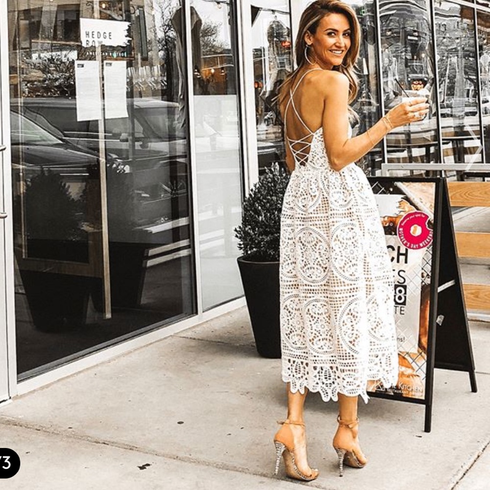 Bohemian Open Back Crochet Cami Dress
